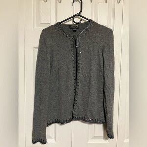 country shop cashmere Cardigan Women’s Sz L Gray Office‎ Preppy Super Soft